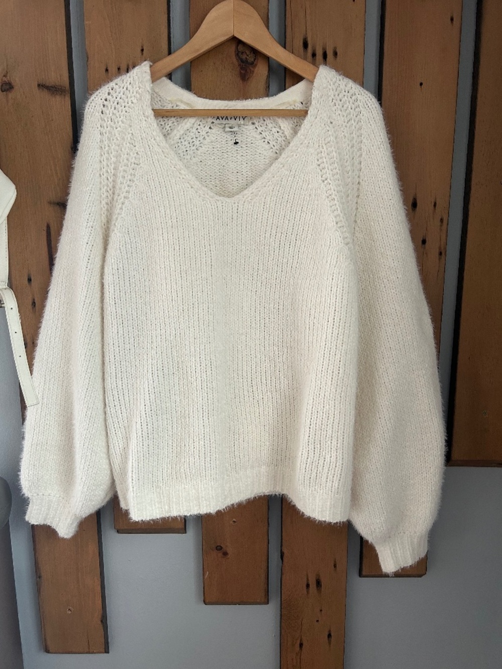 Ava & Viv Cream Eyelash Sweater